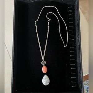 LOFT Necklace with Tigers Eye and Stone Long Pendant